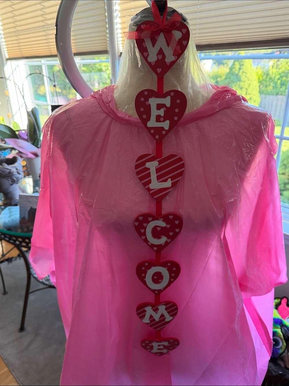 Welcome Heart Banner sign wooden Party Decoration - pink plastic not included